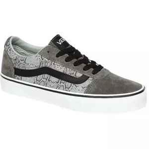 Vans Off The Wall Sneakers Skater Shoes Leather Snakeskin Gray Black EUC 7.5